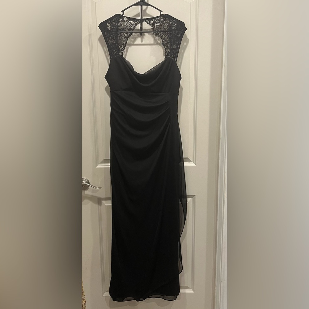 Elegant Floor Length Black Evening Gown-SIZE 14- Worn ONCE